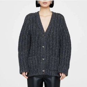 Anine Bing Kurt Oversized Chunky Grey Cardigan